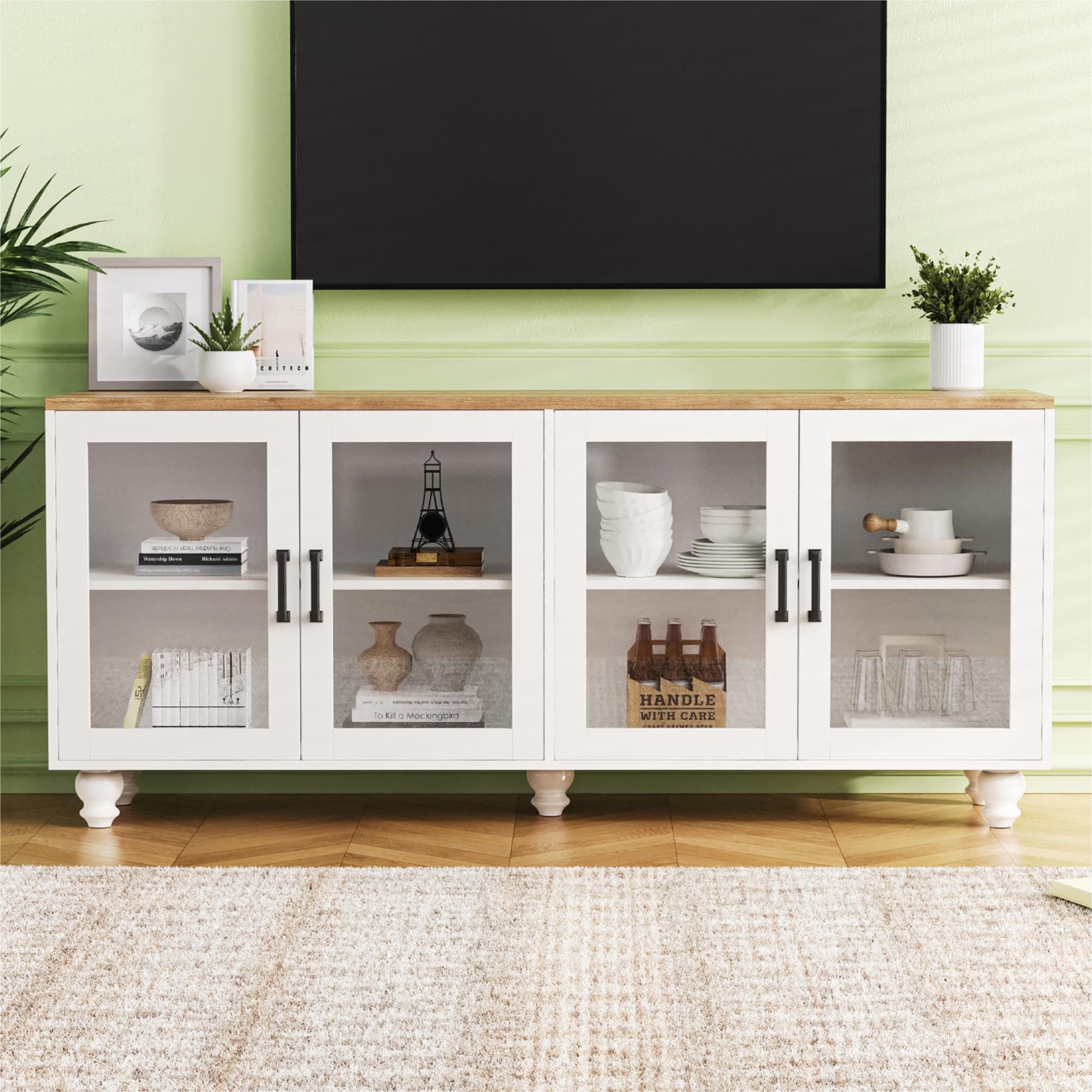 Amazon.com: Merax TV Stand for 70 inch TV, Farmhouse Wood