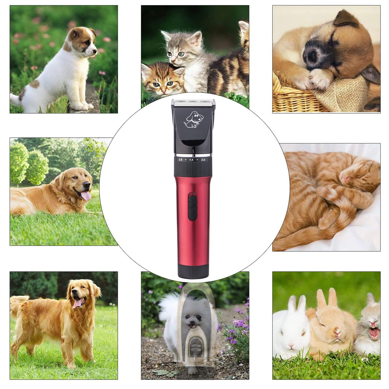 Cortapelos para Mascotas Maquina Cortar Pelo Perros Profesional,Inalámbrico Y Recargable, Kit De Aseo para Perros Cortapelos,Cortador De Pelo para Perros Gatos con 4 Peines Guía