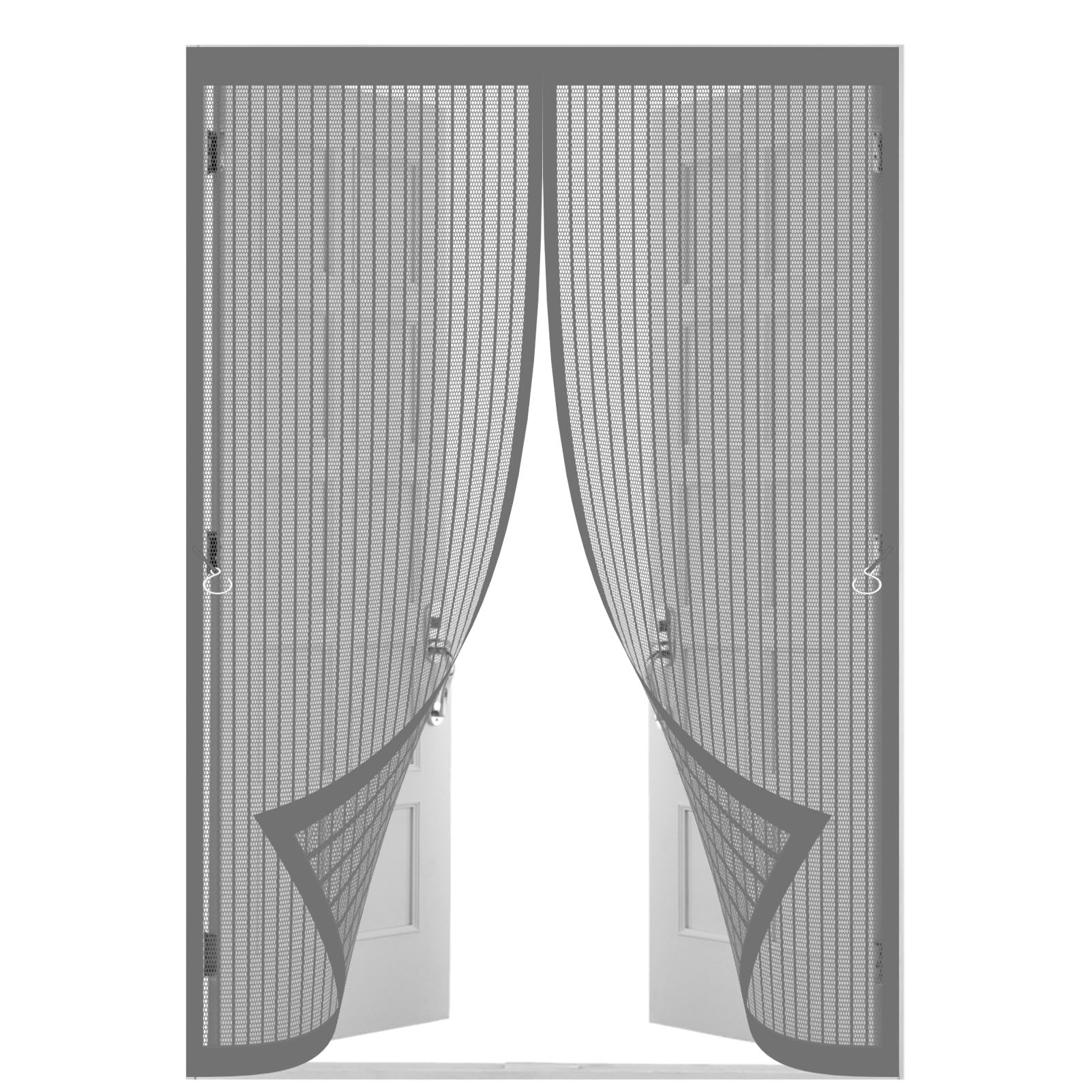 Baiyunfc Grey Magnetic Door Screen 96 X 200 Cm Fly Screen Door Keep Fresh Air In Hands Free Automatically Closes Mesh Curtains For Bedroom/Balcony,