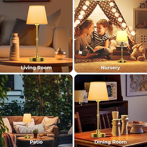 Miniatura 7 de Lámpara de mesa recargable inalámbrica, lámpara LED de 5200 mAh, atenuación continua de 3000 K, lámpara inalámbrica de control táctil portátil para