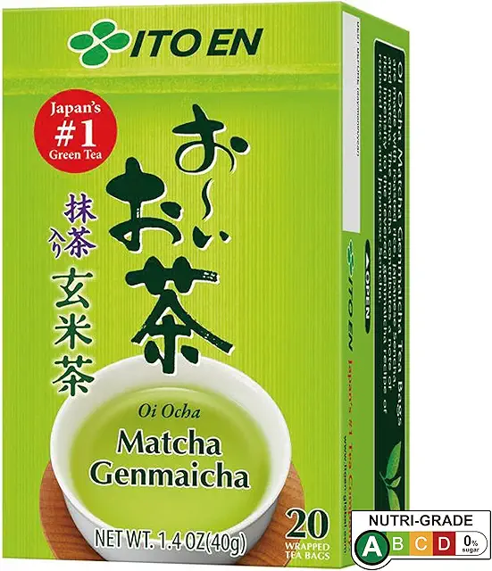 ITO EN Oi Ocha Matcha Genmaicha Tee - Japanischer Grüntee mit Reis (20 Beutel)