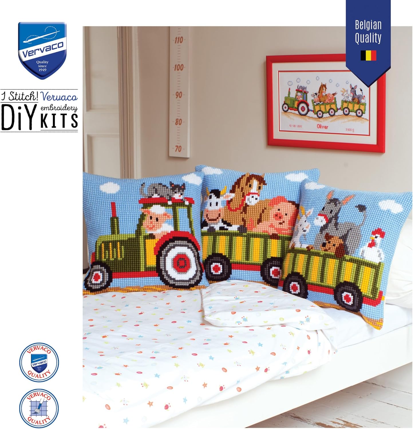 Vervaco Tractor 1 Cross Stitch Cushion, Multi-Colour by Vervaco