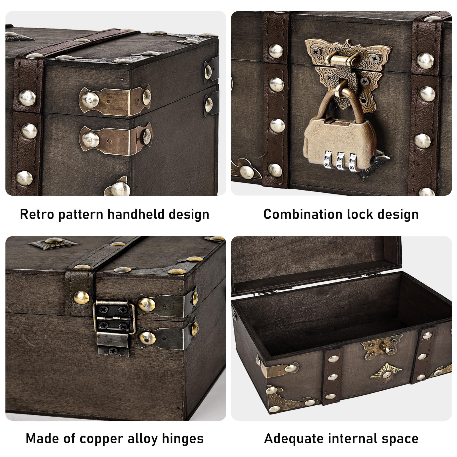 Fuzhik Boîte En Bois Vintage Pour Chasse Au Trésor - Coffre Au Trésor