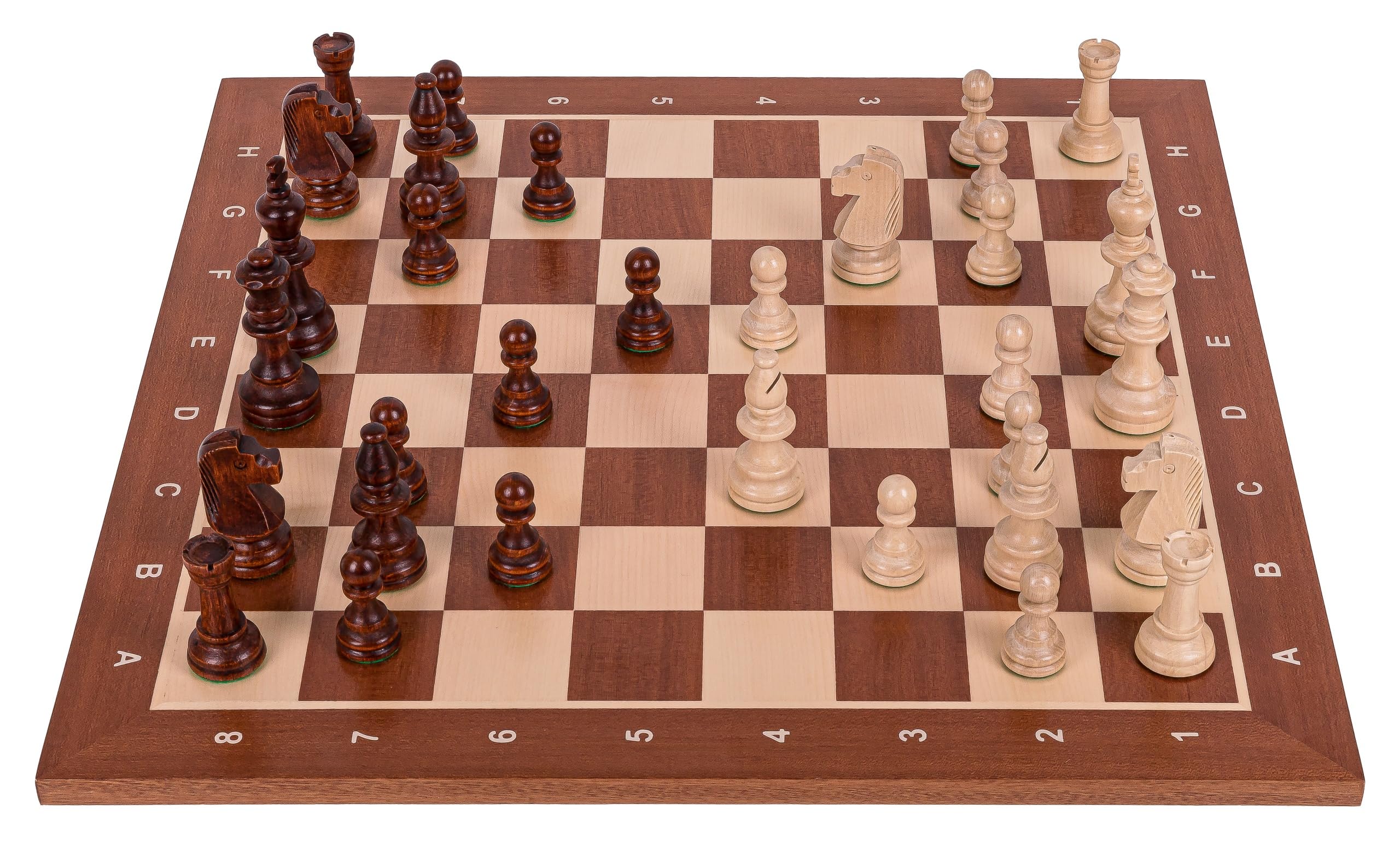 Square - Professionnel Set Tournoi Échecs No 5 Acajou + 2 x Extra Dames - Échiquier en Bois + Pièces d'échecs - Staunton 5