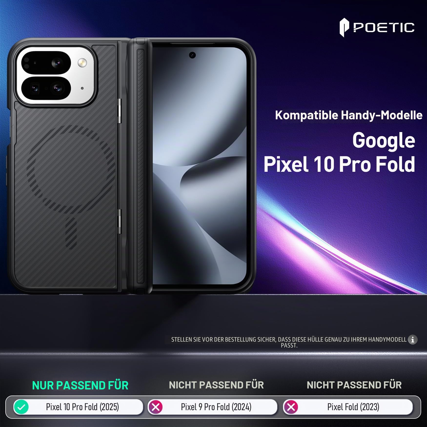Poetic Revolution Flex Schutzhülle für Google Pixel 10 Pro Fold, [Klappbarer Ständer] [Scharnierschutz] [MagSafe-kompatibel], stoßfest, schlankes Pixel 10 Pro Fold Cover mit integriertem Displayschutz
