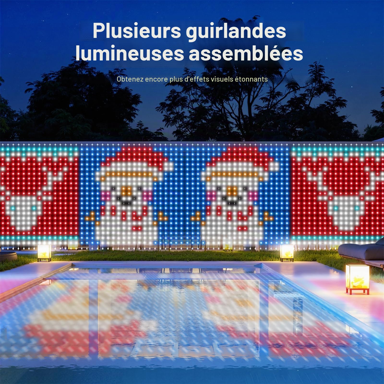 Ciskotu Curtain Lights, 86+ modes LED Rideau Lumineux intelligents, motif dynamique avec 400 LEDs, étanche IP65, Bande LED pour Chambre Coucher, décoration de Noël (2 x 2 m)