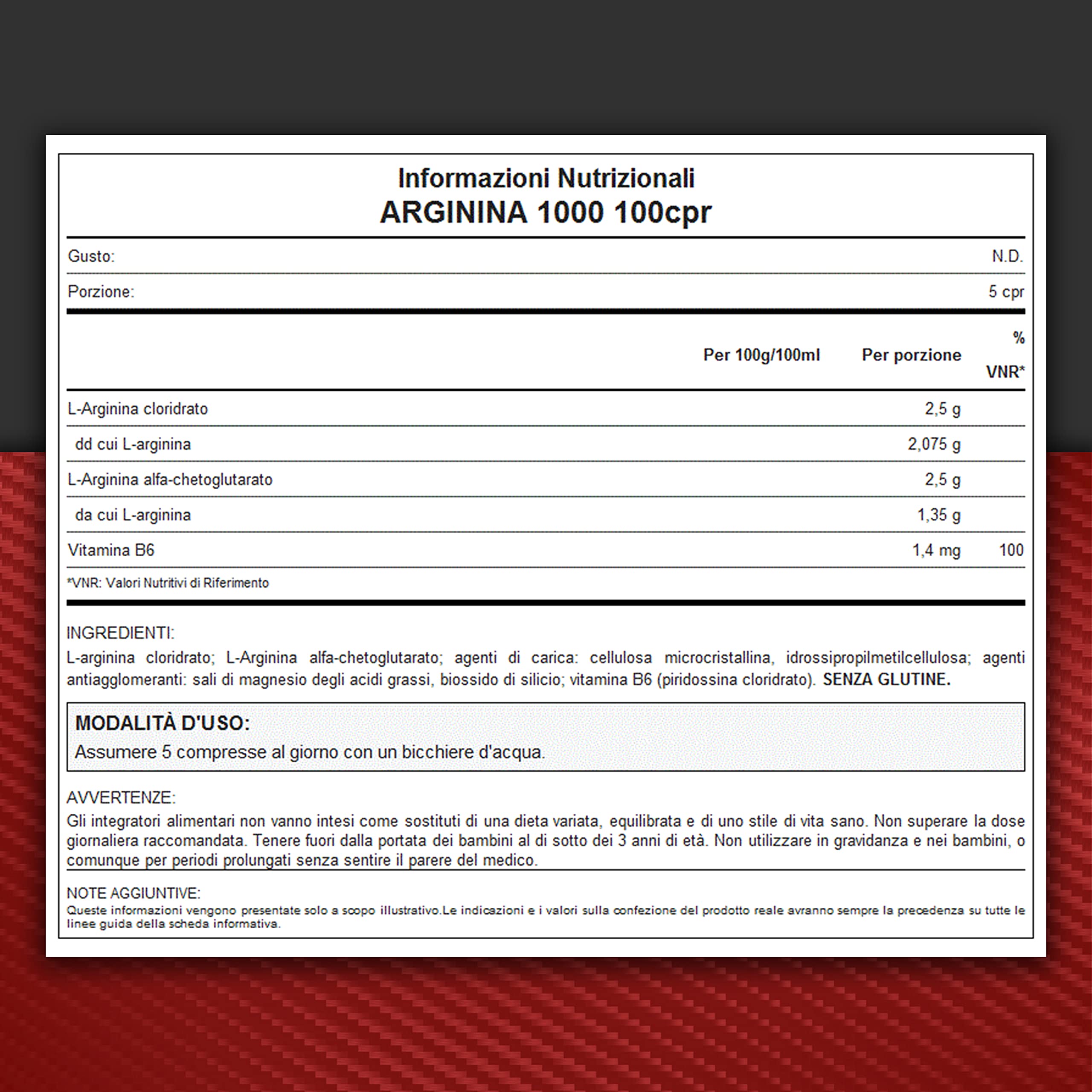WHY SPORT ARGININA 1000 + B6 - Integratore Alimentare a Base di Arginina - 100 Capsule