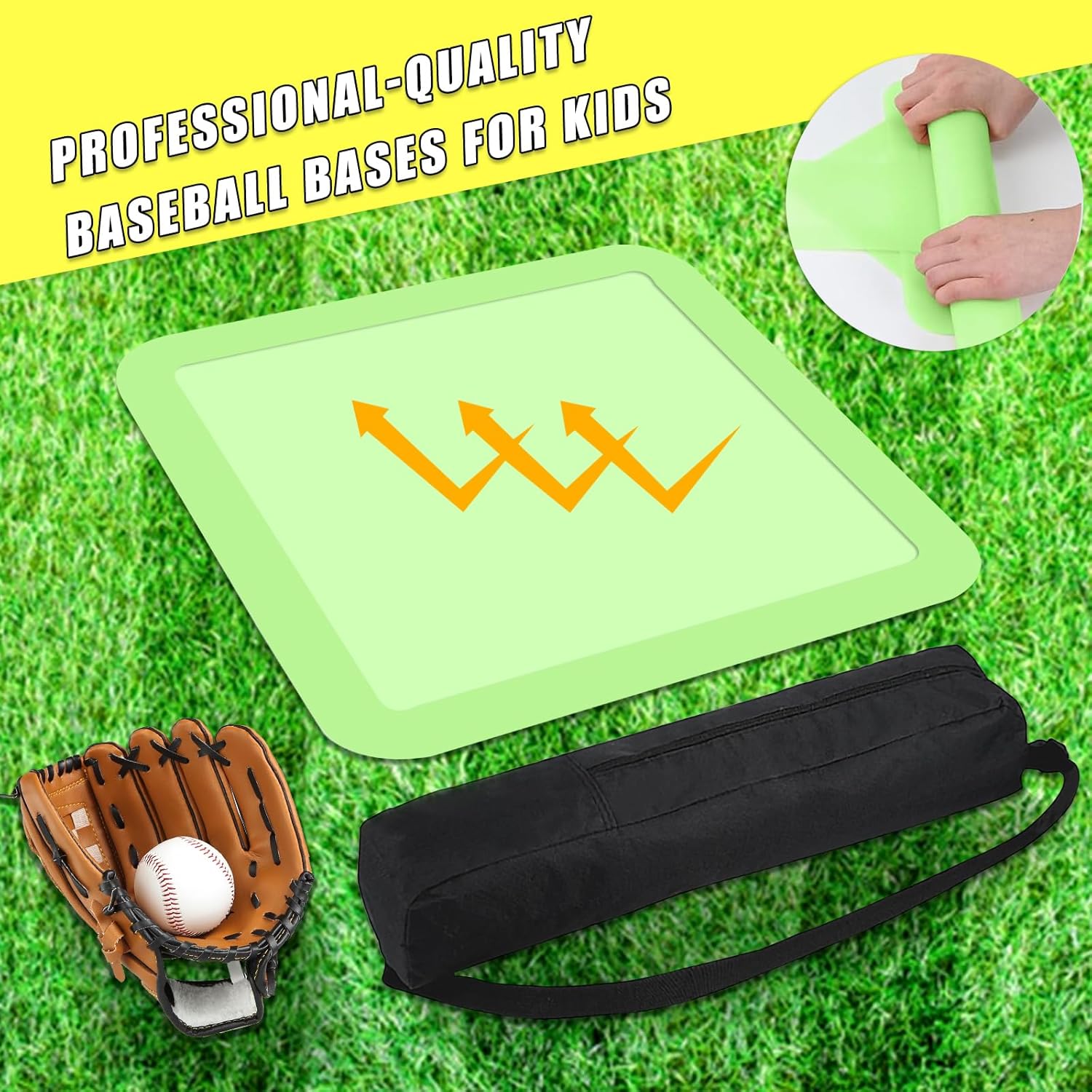 Baseball Home Plate & Base 5-Piece Set – Ractice Training Equipment for Baseball, Softball, Kickball – 3 Base Plates, 1 Home Plate, 1 Pitcher’s Plate – Backyard, Field Use