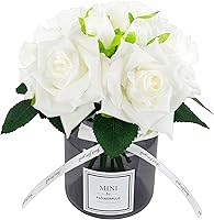 Vista 1 de XIAYAN Flor artificial y florero de vidrio, juego de botella de vidrio con rosa de seda, adecuado para sala de estar, mesa de comedor, oficina