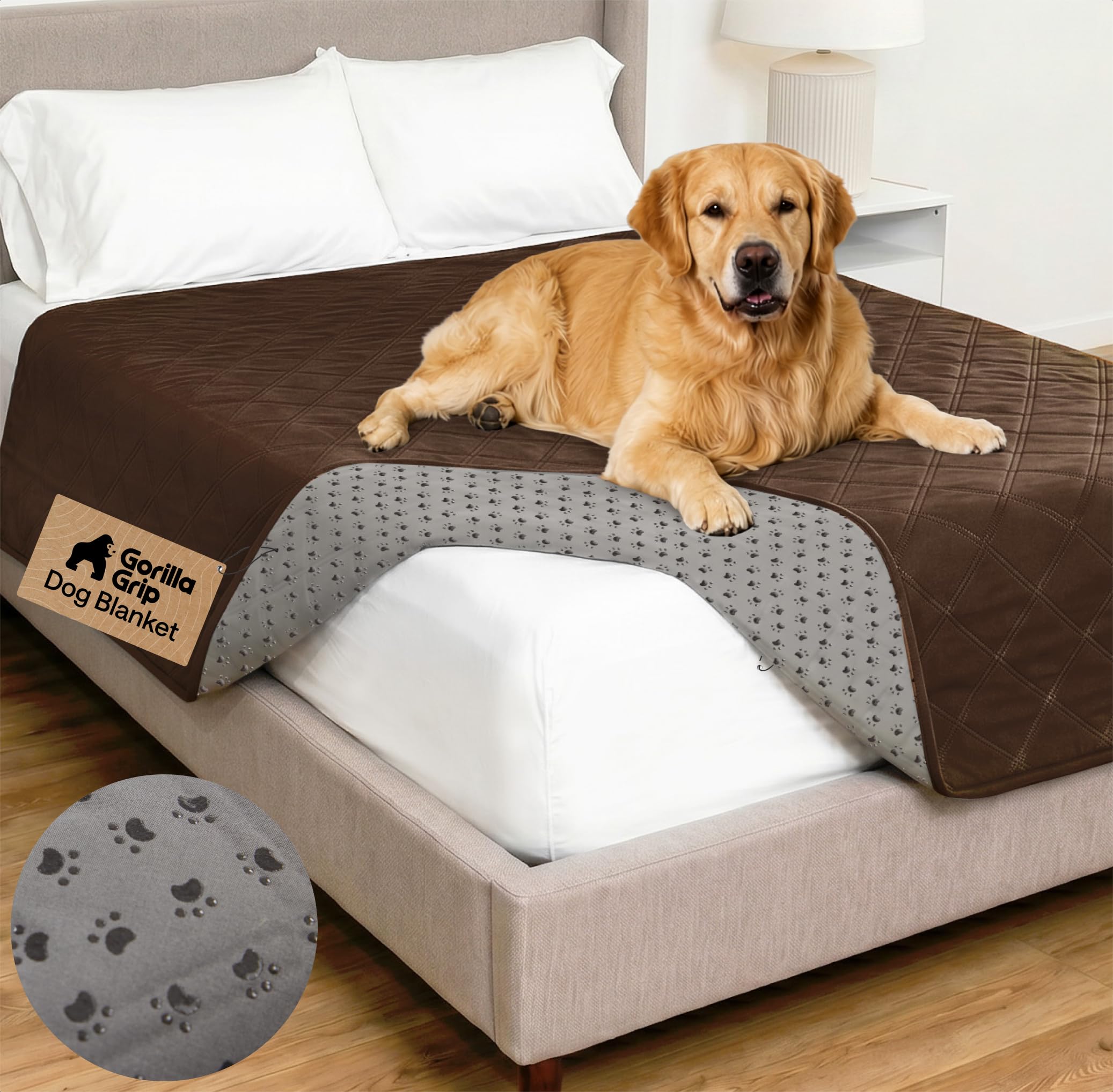 GORILLA GRIP® Waterproof Dog Blanket, Couch Cover for Dogs, 68x82 Chocolate