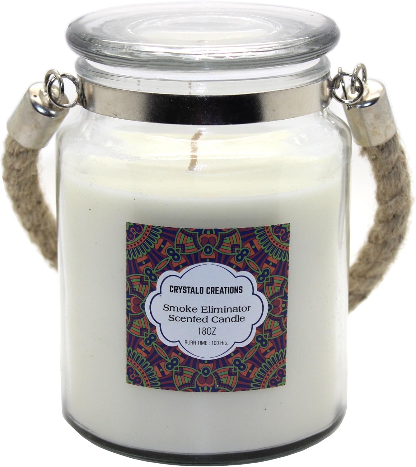 Crystalo Creations Smoke Eliminator Scented Candle with Rope Handle, 18