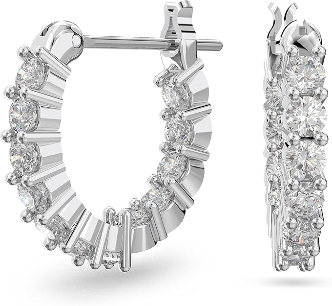 Amazon.com: Swarovski Matrix Vittore Mini Hoop Pierced Earrings with White Circle Cut Crystal on a Rhodium Plated Setting with a Hinged Closure: Clothing, Shoes & Jewelry