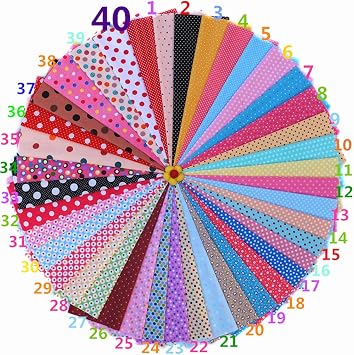 50PCS 20 * 30cm Assorted Pre-Cut Dot Series Mixed Squares Bundle Quilt Fabric Patchwork for Handmade Scrapbooking Artcraft Project