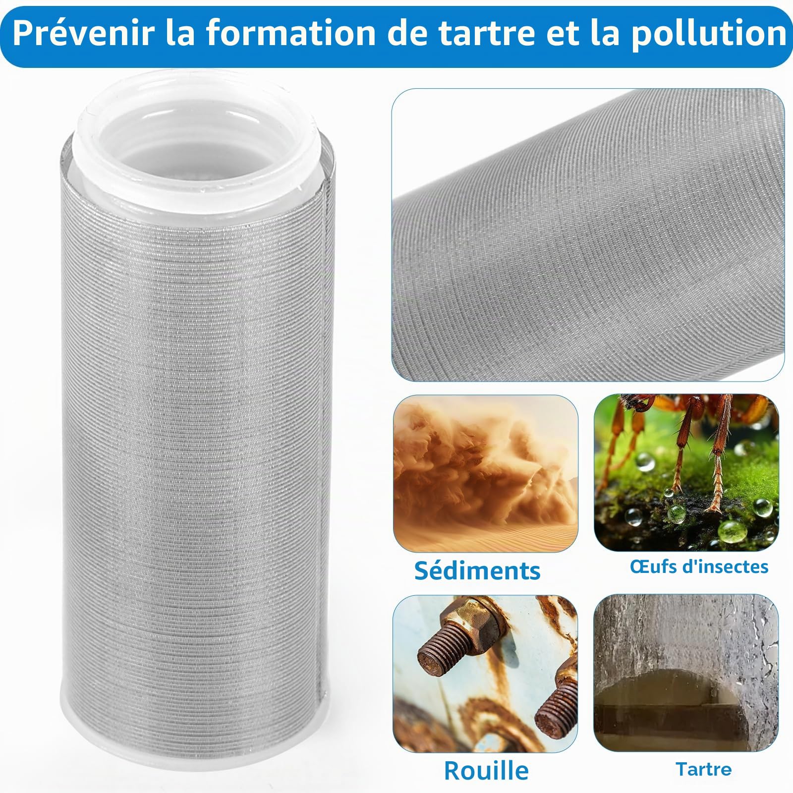 SWAWIS Filtre à eau 1/2" en Laiton Préfiltre 40 μm Filtre Efficacement les Impuretés de L'eau Pour Sorties D'eau Comme les Douches, Robinets, Machines à Laver, Filtres