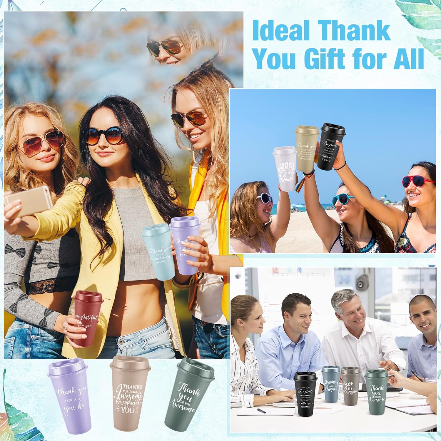 LemonRoad 120 Pcs Employee Appreciation Gifts Set,Staff Coworker Gift Bulk 16 Oz Plastic Tumbler Cups with Lid Straw Spiral Notebook Pen Thank You Gift for Team Office (Novelty,Morandi)