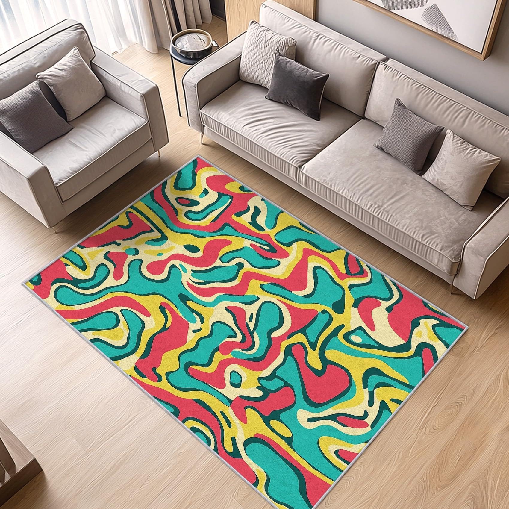 Amazon.com: XDDKHM 70s Vintage Rugs for Living Room, Washable