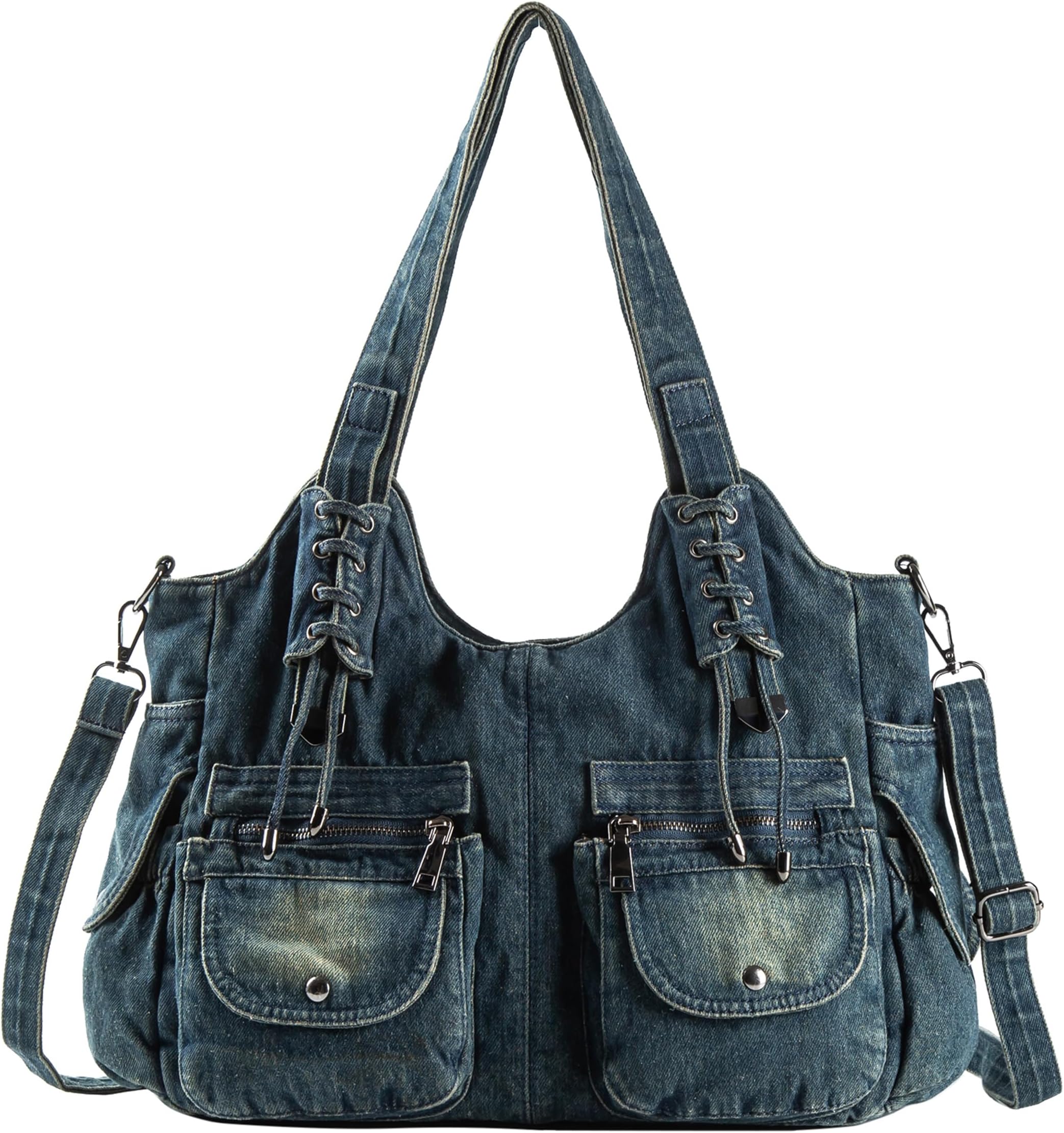Designer Denim Handbags for Women Hobo Tote Bag Crossbody Denim Purses Blue Jean Shoulder Bag