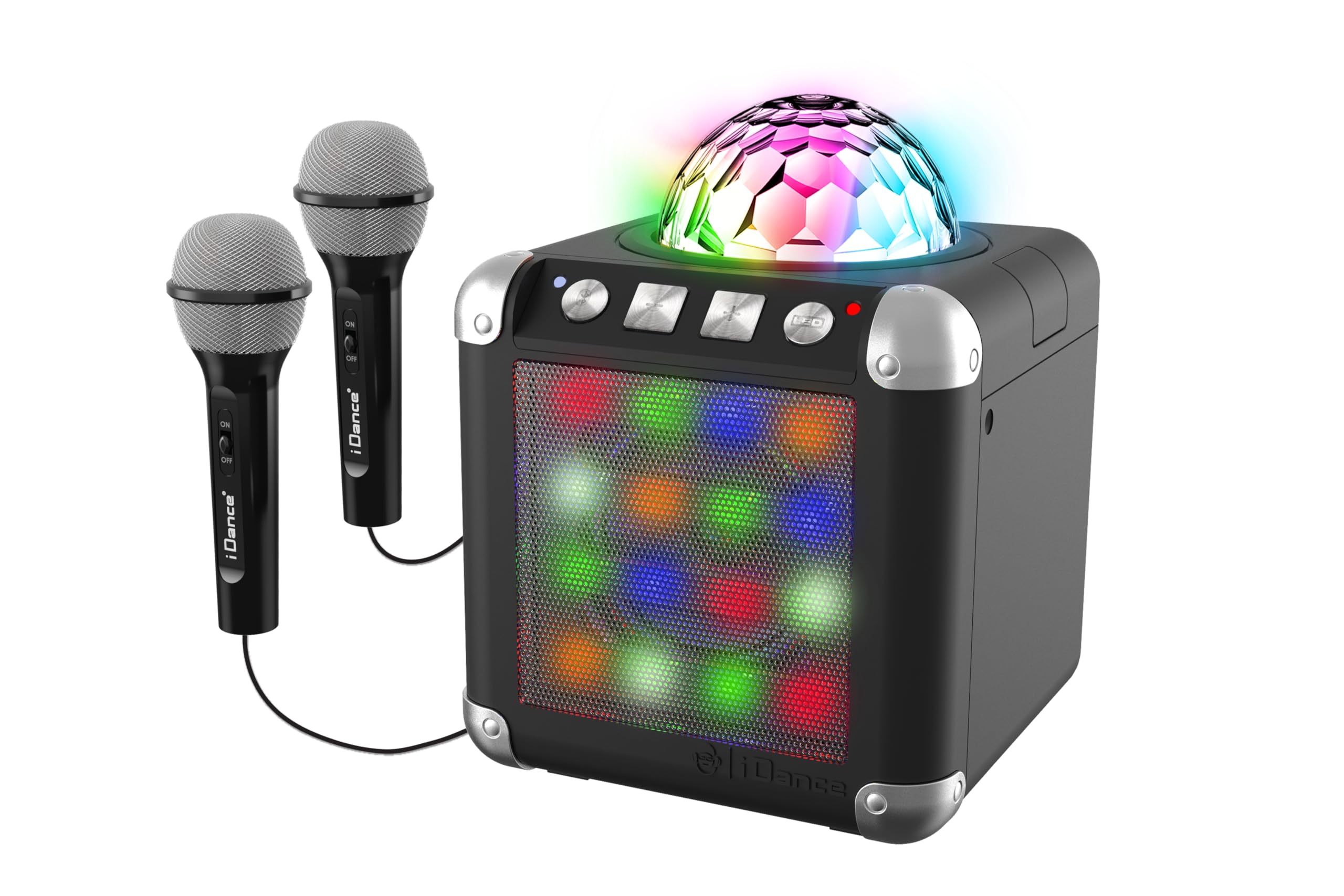 Cefa Toys -Karaoke ze wzmacniaczem, Disco Ball, 2 mikrofonami, bezprzewodowym głośnikiem, efektami świetlnymi i dźwiękowymi, kompatybilny z Youtube, Spotify i Karaoke Apps