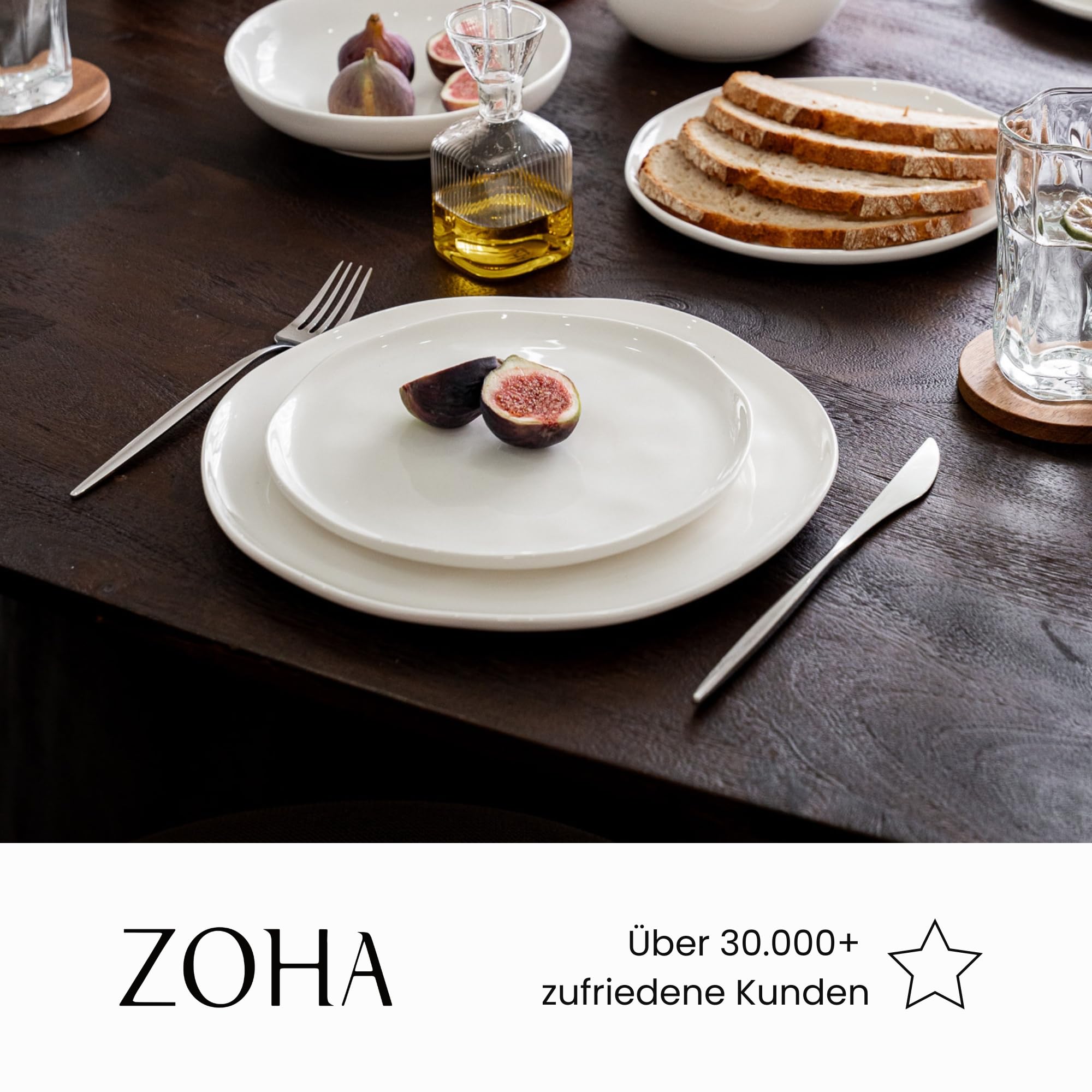 Zoha Perlemor Geschirrset 12 Personen – modernes Tafelservice 48-teilig – stilvolles Porzellan Geschirrset 12 Personen - Teller-Set im skandinavischen Look – spülmaschinengeeignet & mikrowellenfest