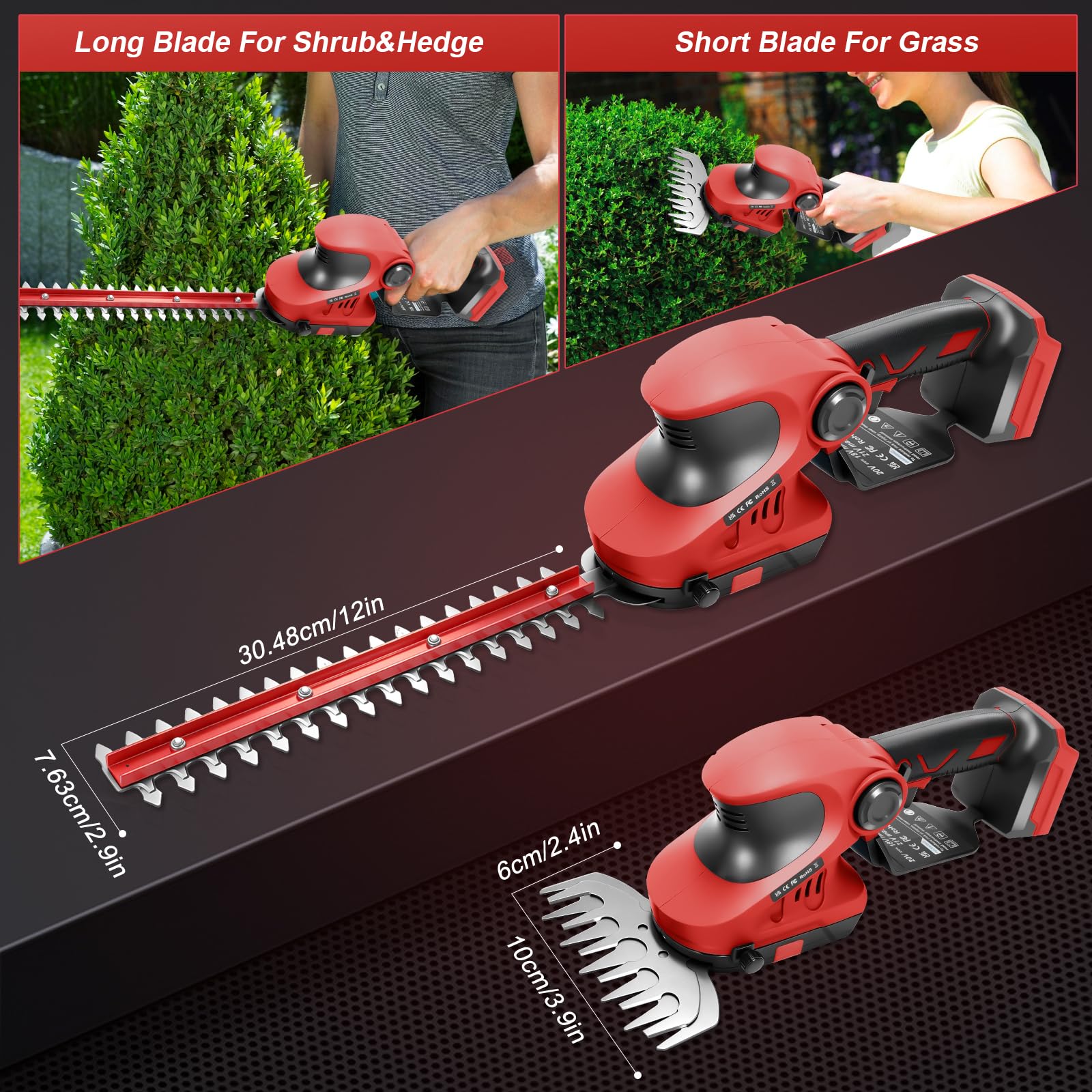 Cortasetos telescópico a batería 3 en 1 Compatible con Milwaukee 18 V | cortasetos eléctrico (sin batería), motor Brushless corta setos de jardín a batería con longitud de corte