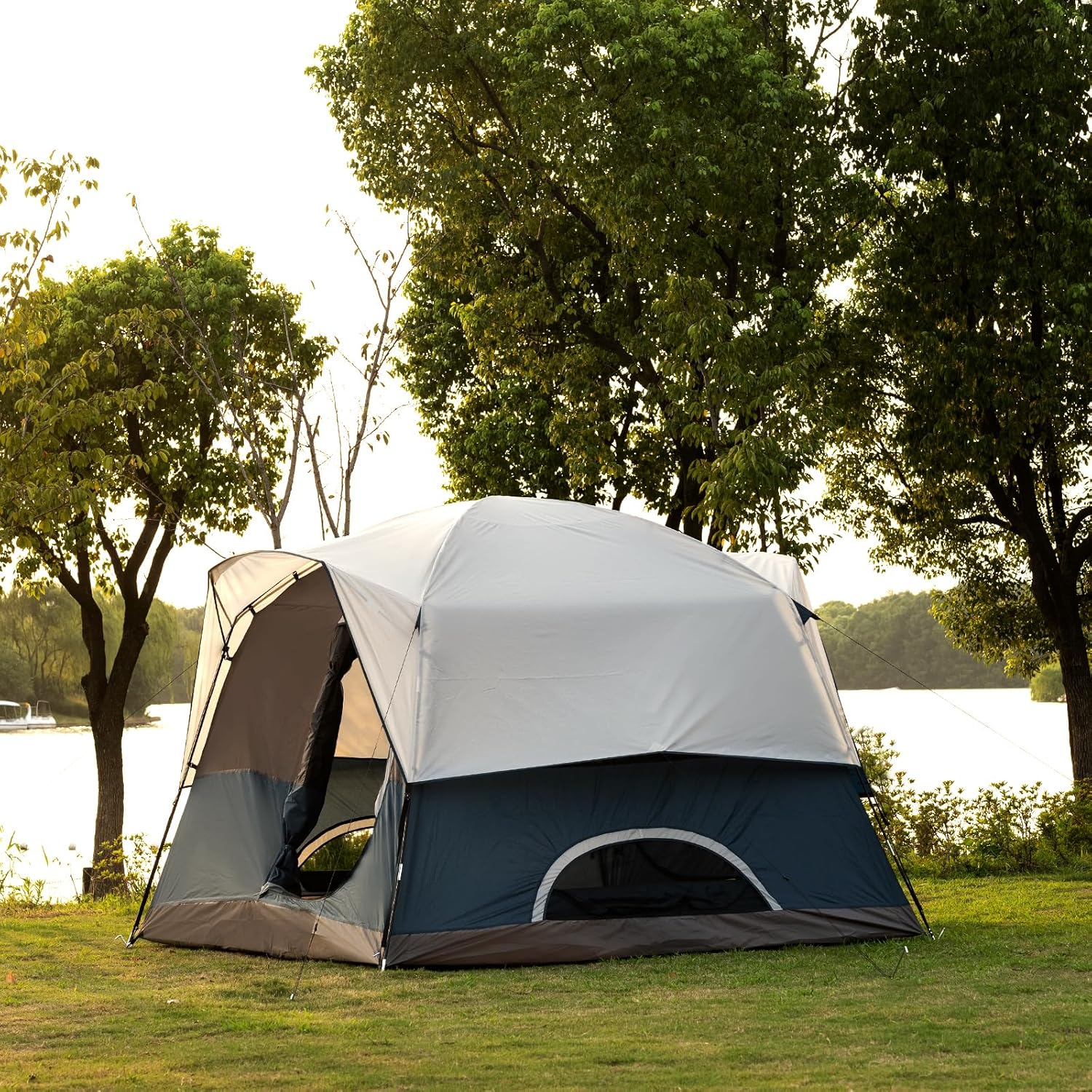 4–6 Person Cabin Tent with Rainfly, Easy Setup Waterproof Family Camping Tent, Spacious Interior, Ventilated Mesh Windows, Stable Frame for Outdoor Camping