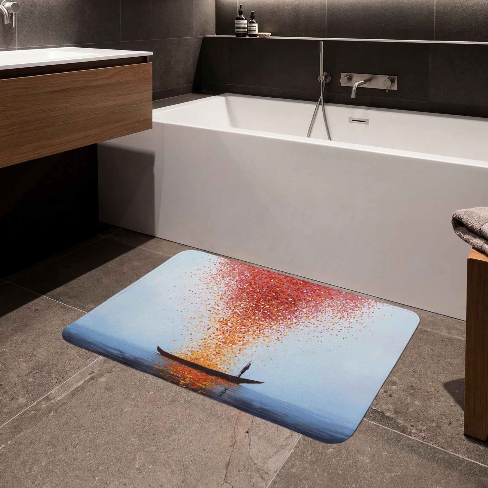 Tapis Bain Non Slip Bath Mat Douche Absorbant Antidérapant Lavable