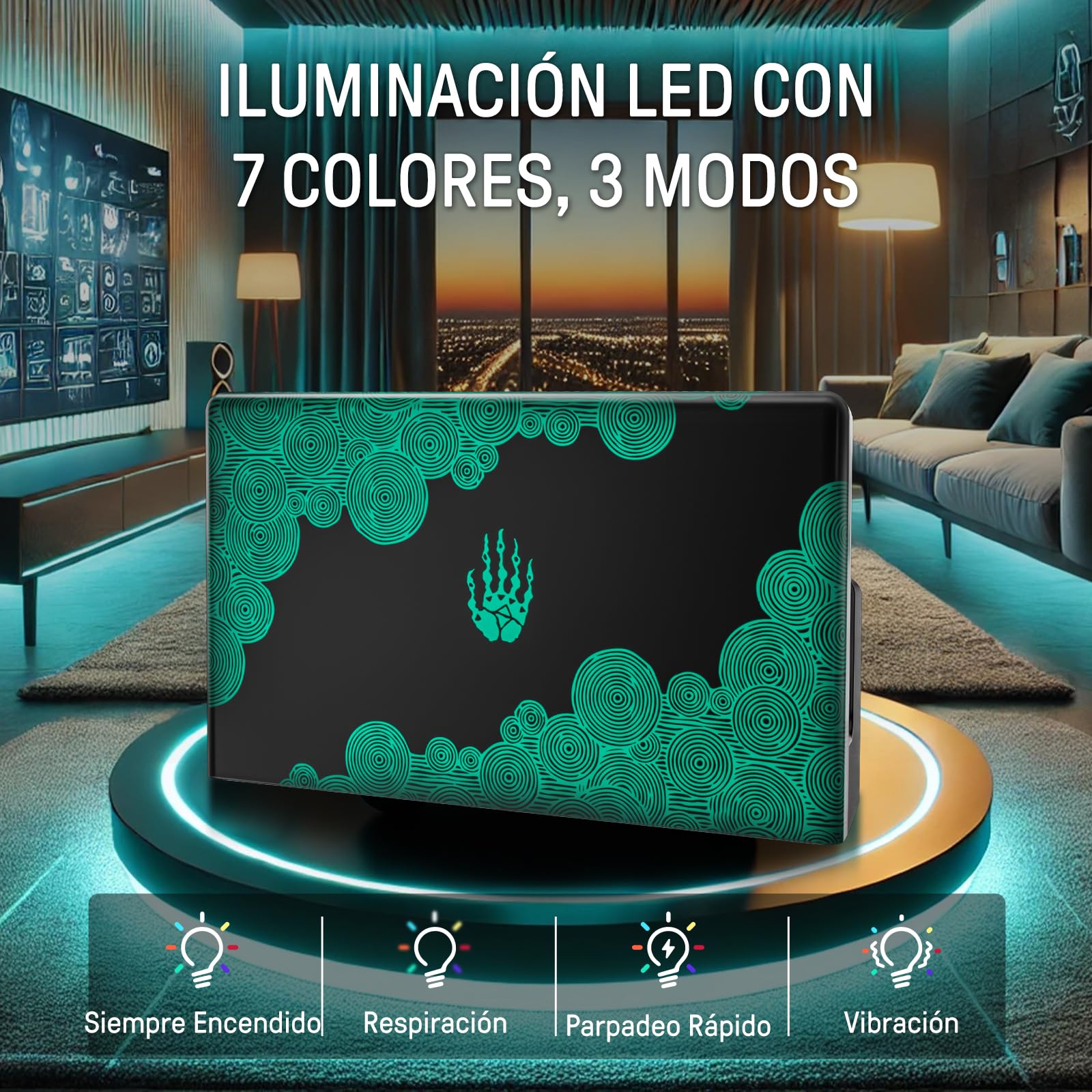 Switch TV Dock, Dock Switch Compatible con Nintendo Switch/OLED Cargador de Joypads, Base Switch con 4K/1080P HDMI, Carga Docking Station Multifuncional 7 Colores LED/Puertos USB 3.0, Negro
