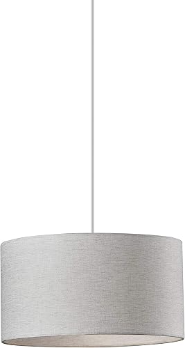 HomeRoots White Fabric Sleek Drum Pendant Lamp