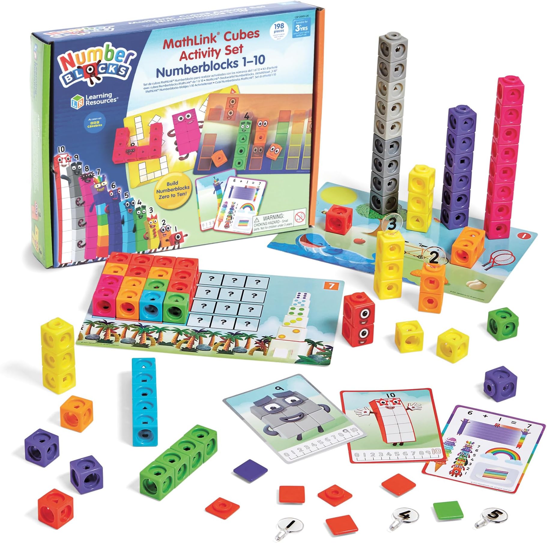 Learning Resources Numberblocks MathLink Cubes Activity Set, Ages 3+, Build Numberblocks 1–10, Learn Counting & Number Sense