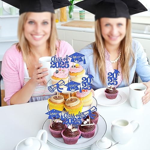 Miniatura 106 de 30 piezas 2024 de graduación 2024 decoración para cupcakes de doble cara clase de 2024, diploma 2024, felicitaciones graduadas, decoraciones