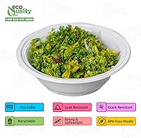 Vista 2 de [Paquete de 750] Cuenco de plástico desechable de alto impacto blanco de 12 onzas, ideal para preparación de comidas, vajilla, servir, servicio