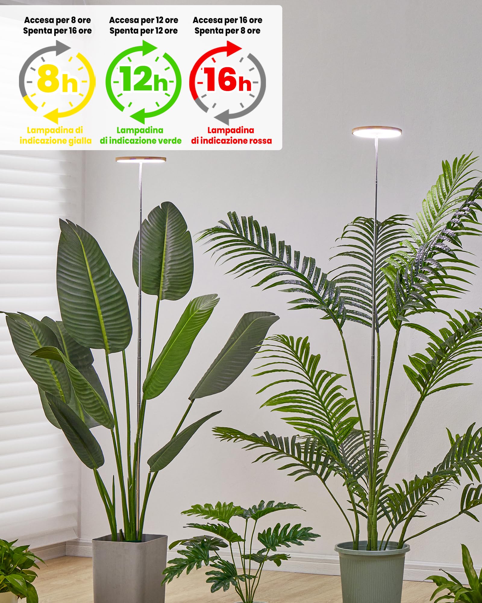 Lampada per la crescita delle piante d'interno, LED Grow Light Full Spectrum, altezza regolabile, timer automatico, bassa tensione di sicurezza da 5 V, idea per grandi piante
