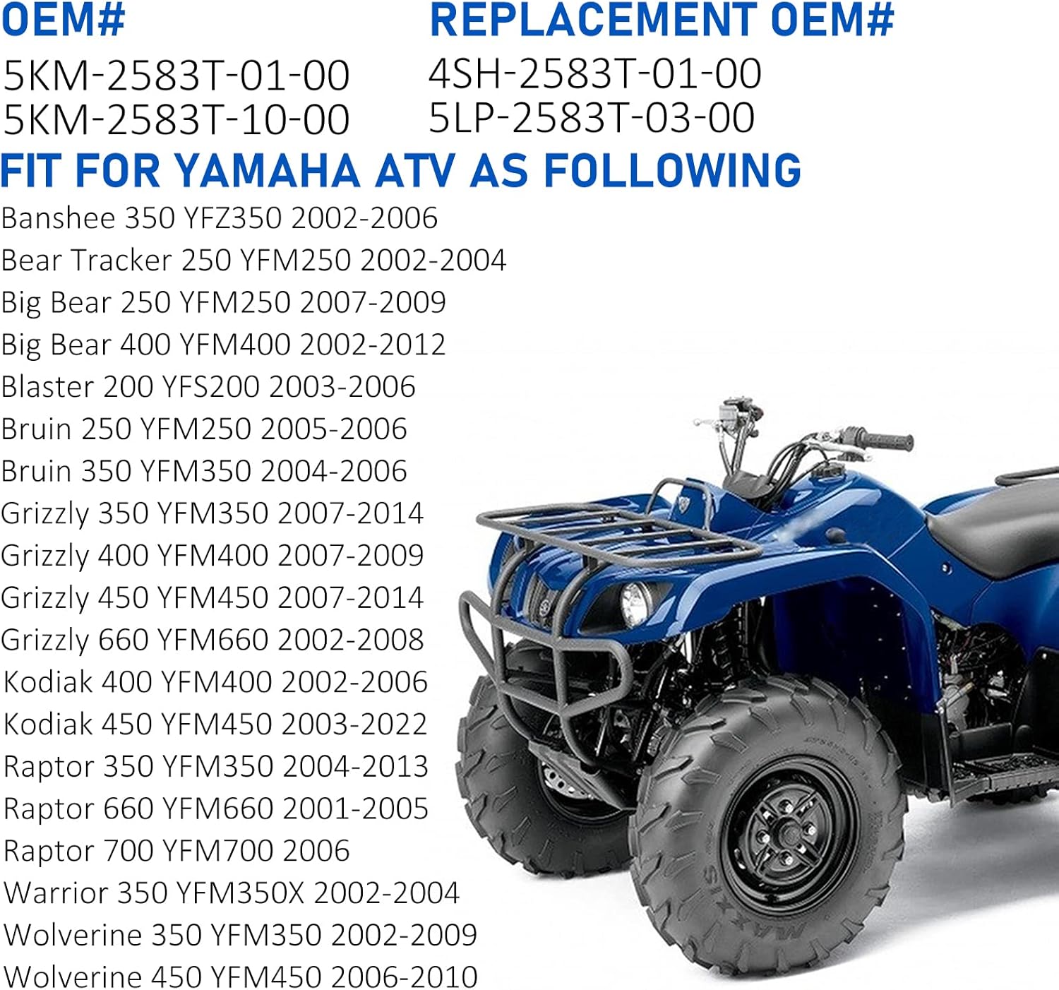 JAVIK Front Brake Master Cylinder for Yamaha 2002-Up Grizzly Kodiak Banshee Big Bear Bruin Raptor Warrior Wolverine Blaster Bear Tracker 200 250 350 400 450 660(Black)