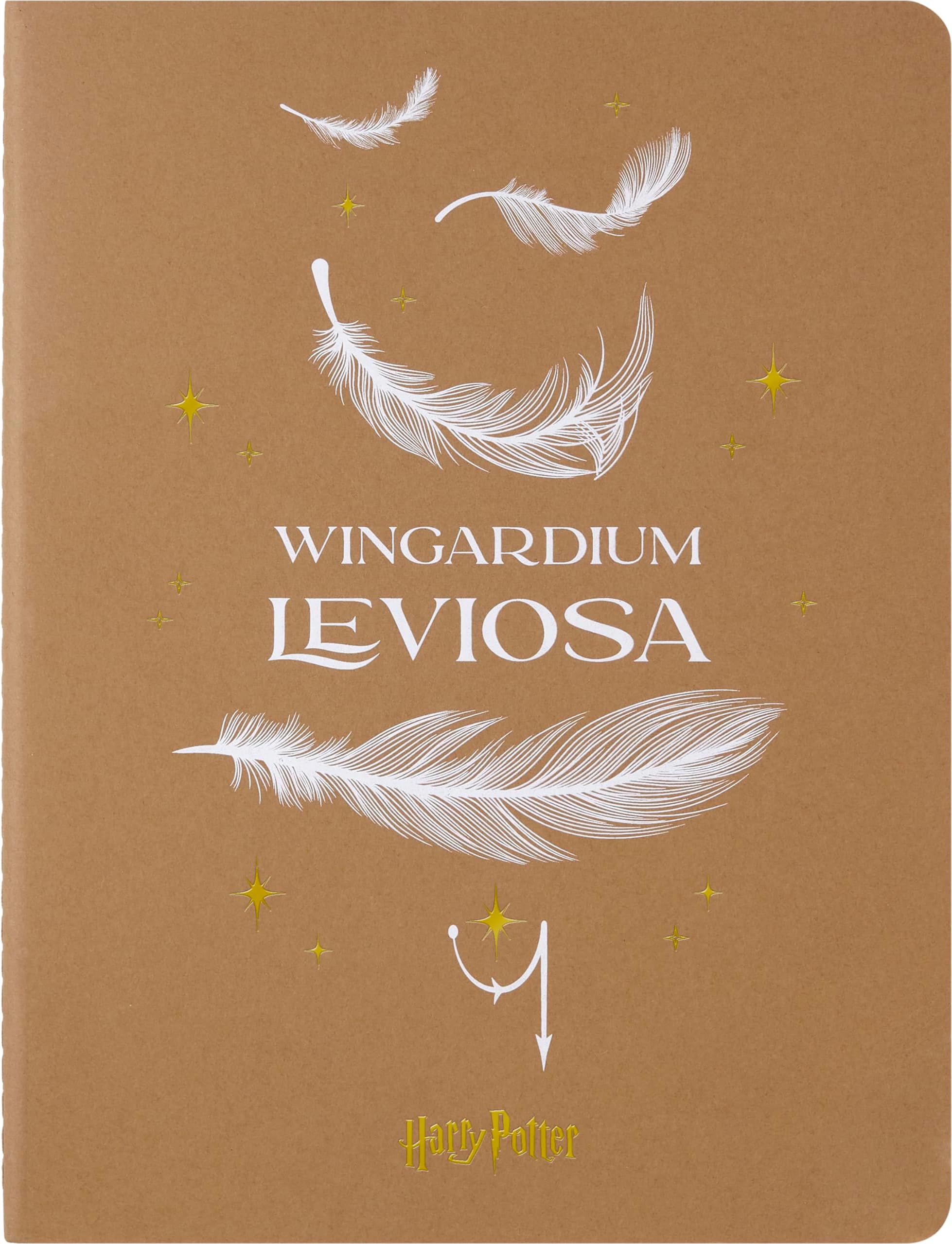 Limited Edition Harry Potter Wingardium Leviosa spell Cahier Journal with glow in the dark special-effect, Soft Cover, XL (7.5" x 9.5"), Kraft Brown, 120 pages