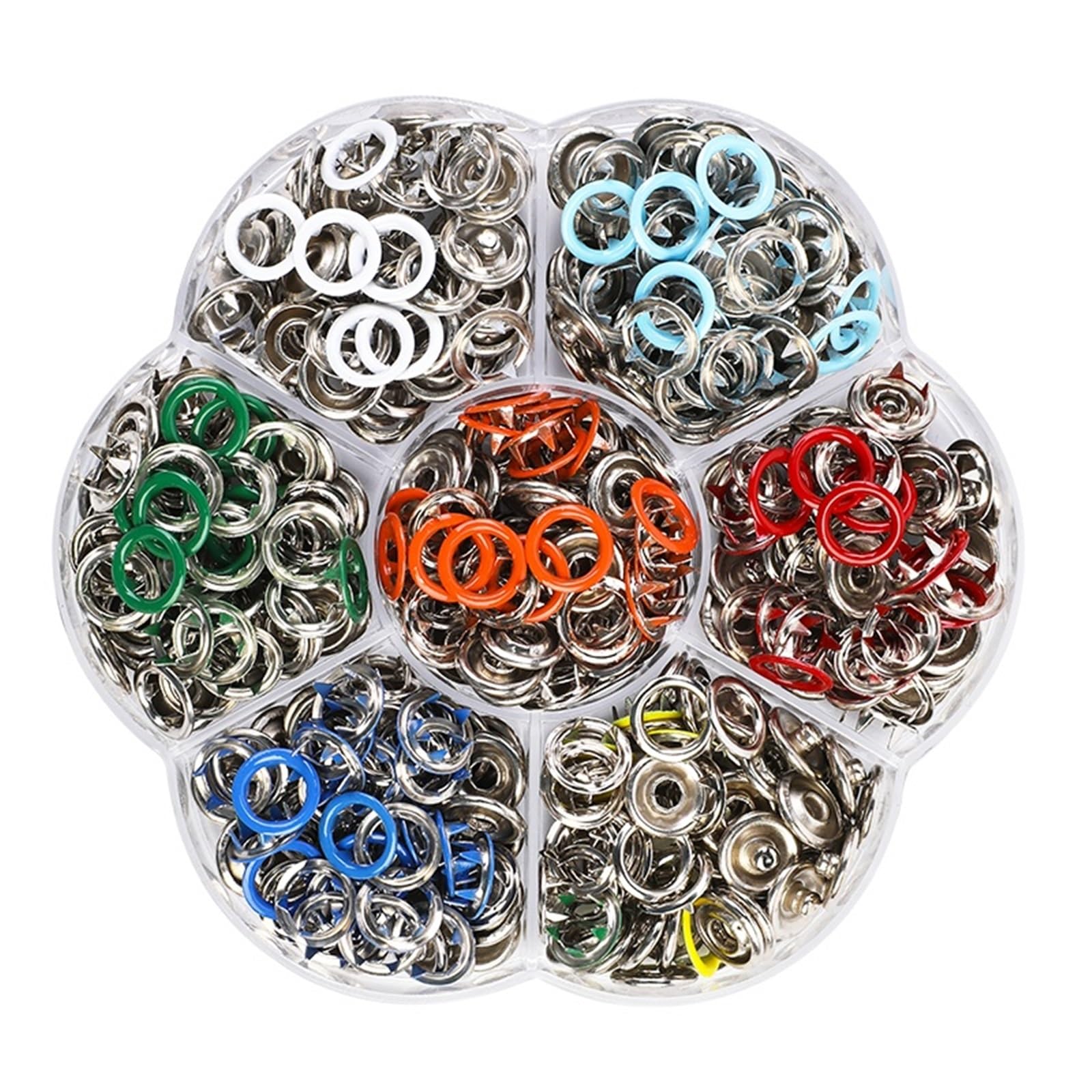 Metal Snap Buttons 4Set Metal Prong Snap Button Hollow Press Fastener Studs with Pliers Tool Set Kits for Clothes Garment Sewing Bags Shoes(420pcs/set no plier)