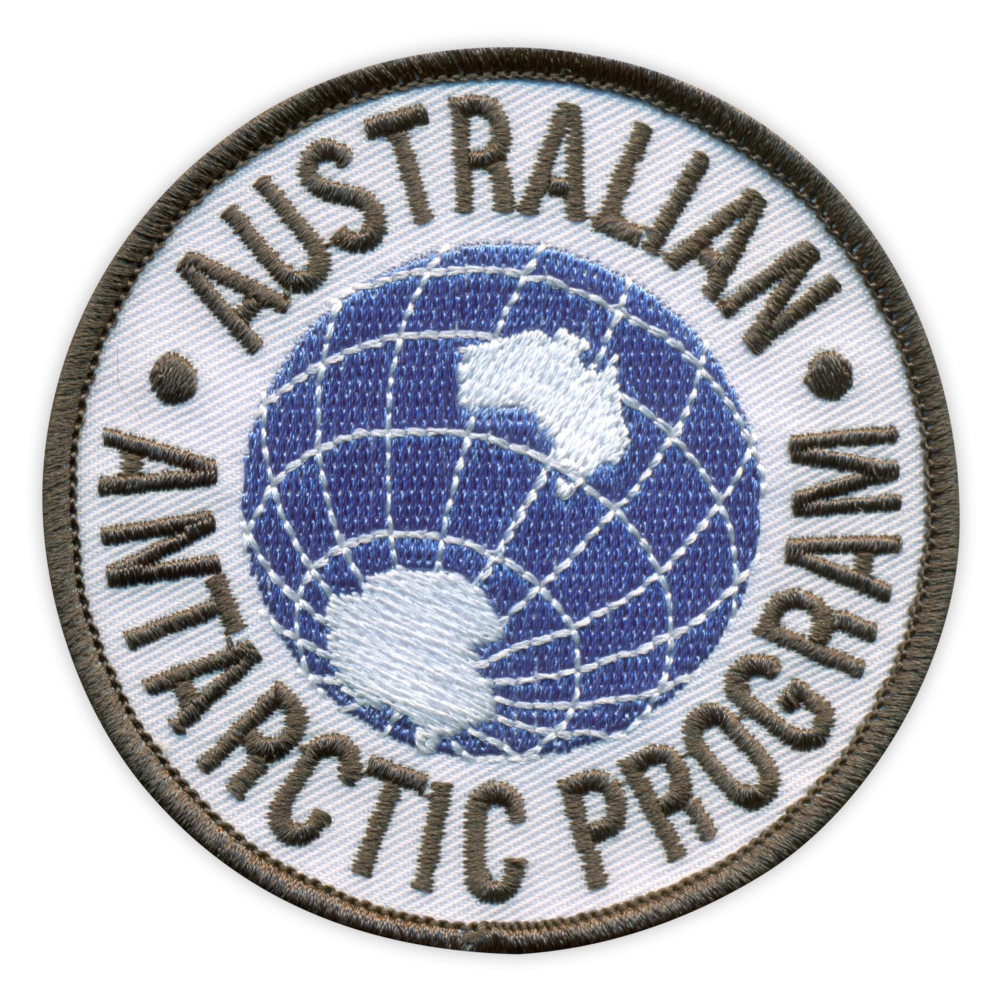 Set di quattro toppe ricamate con scritta "Patchion Australian Antarctic Program", retro termoadesivo
