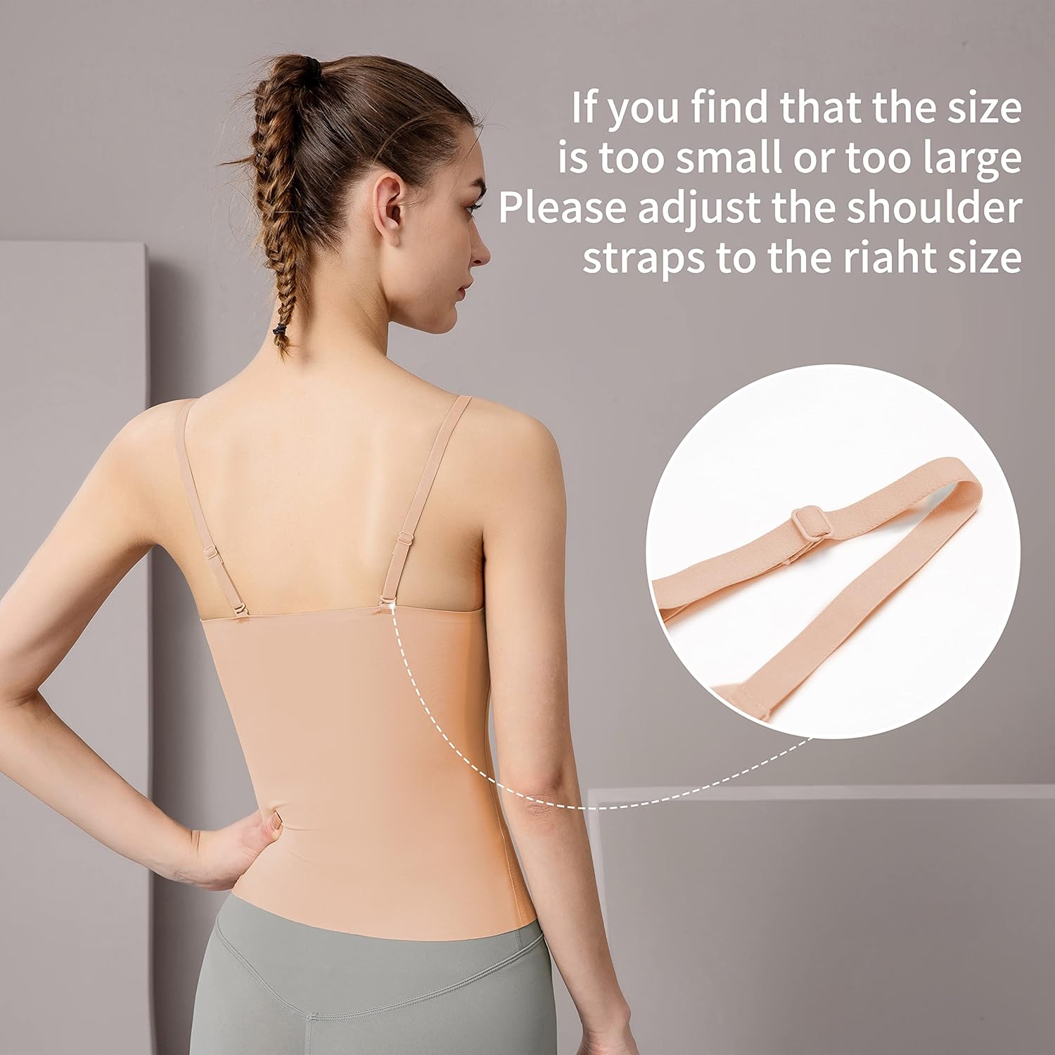 Women's Fit Camisole with Built in Bra - Spaghetti Straps Camis Tank - Image 3