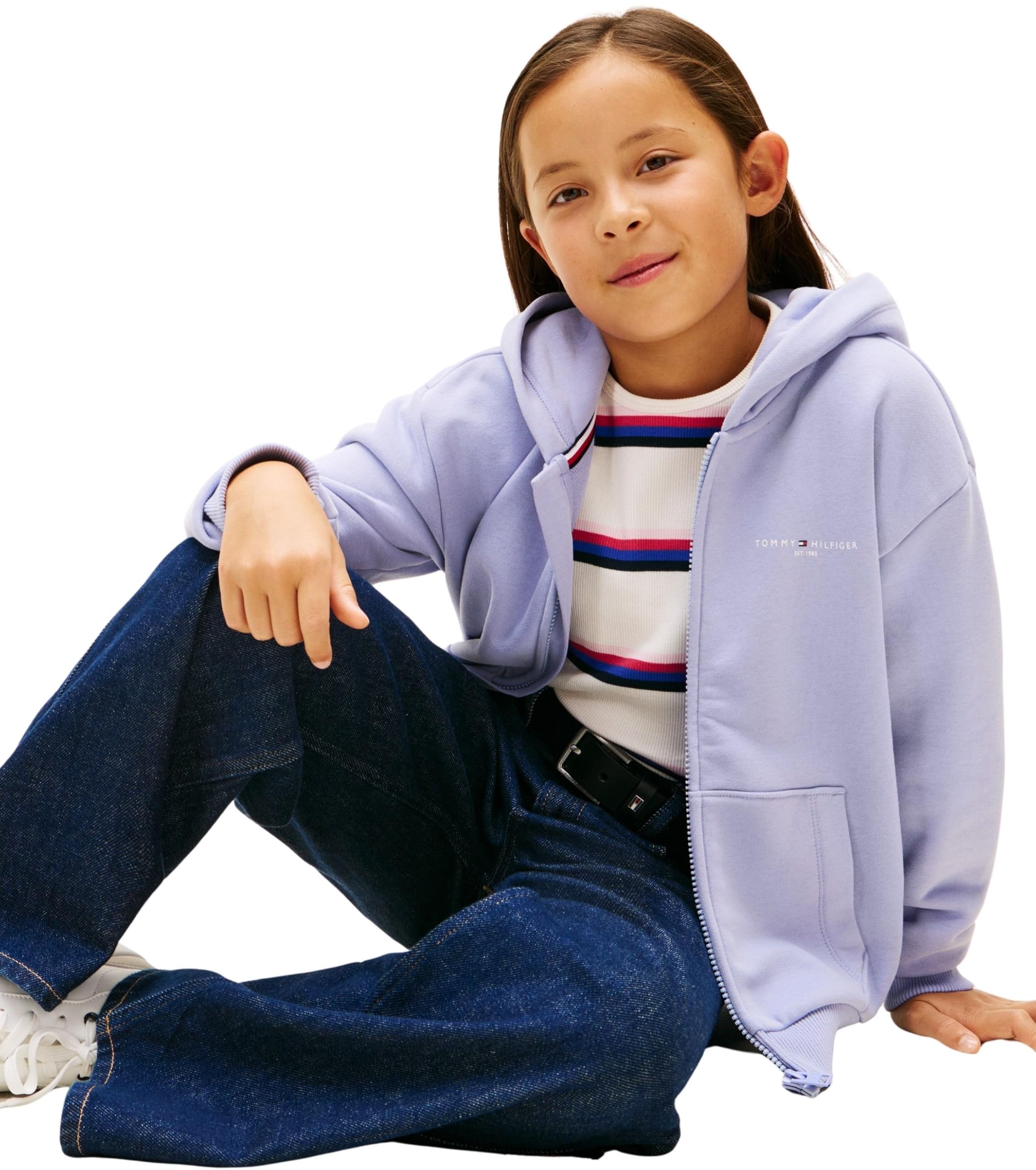 Tommy Hilfiger Hoodie con Cremallera Infantil Unisex Mini Corp y bajo de canalé, Morado (Periwinkle Dusk), 80