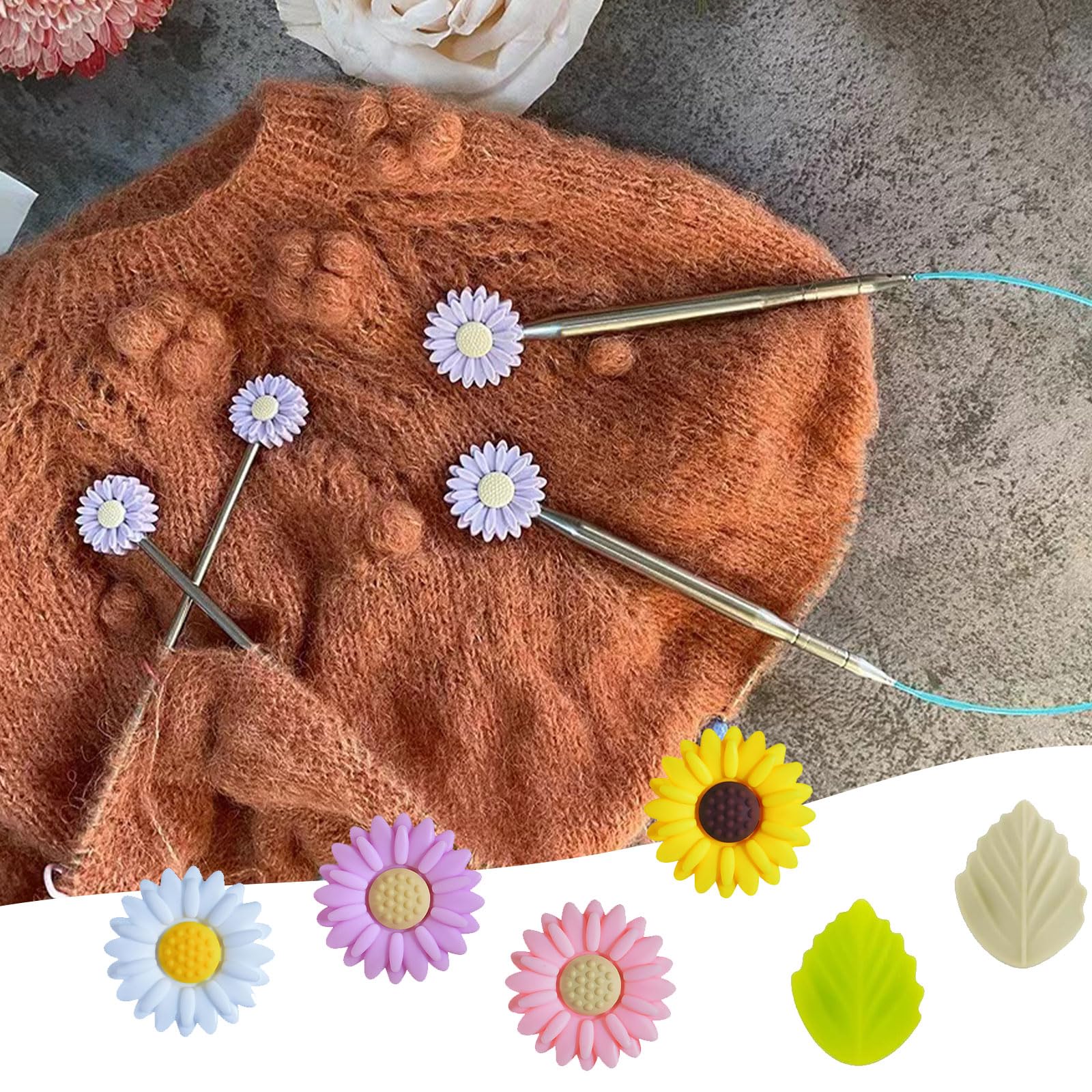 18 Tapones De Aguja De Tejer, Tapas De Goma De Colores Mixtos Con Caja De Almacenamiento Para Principiantes, Manualidades, 18 Unidades
