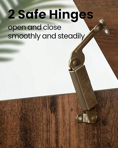 Miniatura 6 de Baúl de almacenamiento de 39.4 pulgadas, baúl de almacenamiento extragrande con 2 bisagras, banco de caja de madera, baúl organizador elevador,