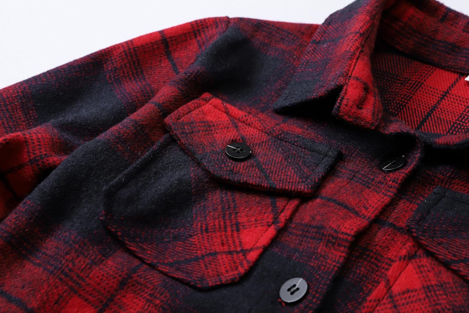 Cromoncent Men's Long Sleeve Thick Flannel Shirt Button Down Plaid Heavyweight Jacket - Image 2