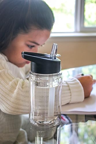 Miniatura 4 de Juego de 4 botellas de agua deportivas de doble pared para niños, 10 onzas, resistente a los golpes (transparente)