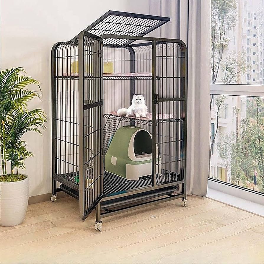 猫ケージ 猫用ケージ 　ブラック　猫ハウス 室内用猫のゲージ 大型猫用 多頭飼い Amazon.co.jp: 猫ケージ 猫用ケージ ブラック 猫ハウス 室内用猫