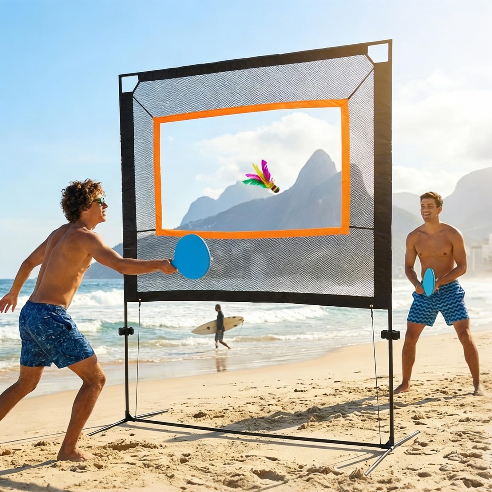 3-in-1 Tischtennis-Set mit Netz, Tragbares Tischtennis Set mit Schlägern, Federbällen & Tischtennisbällen, Verstellbares Spielnetz, Outdoor Set für Garten, Strand & Indoor Sport
