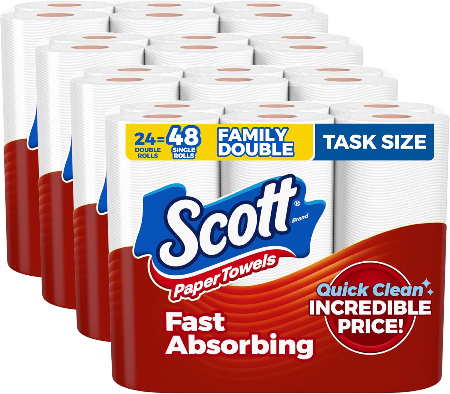 Scott Paper Towels, Task Size, 24 Family Double Rolls (119 Sheets Per Roll)