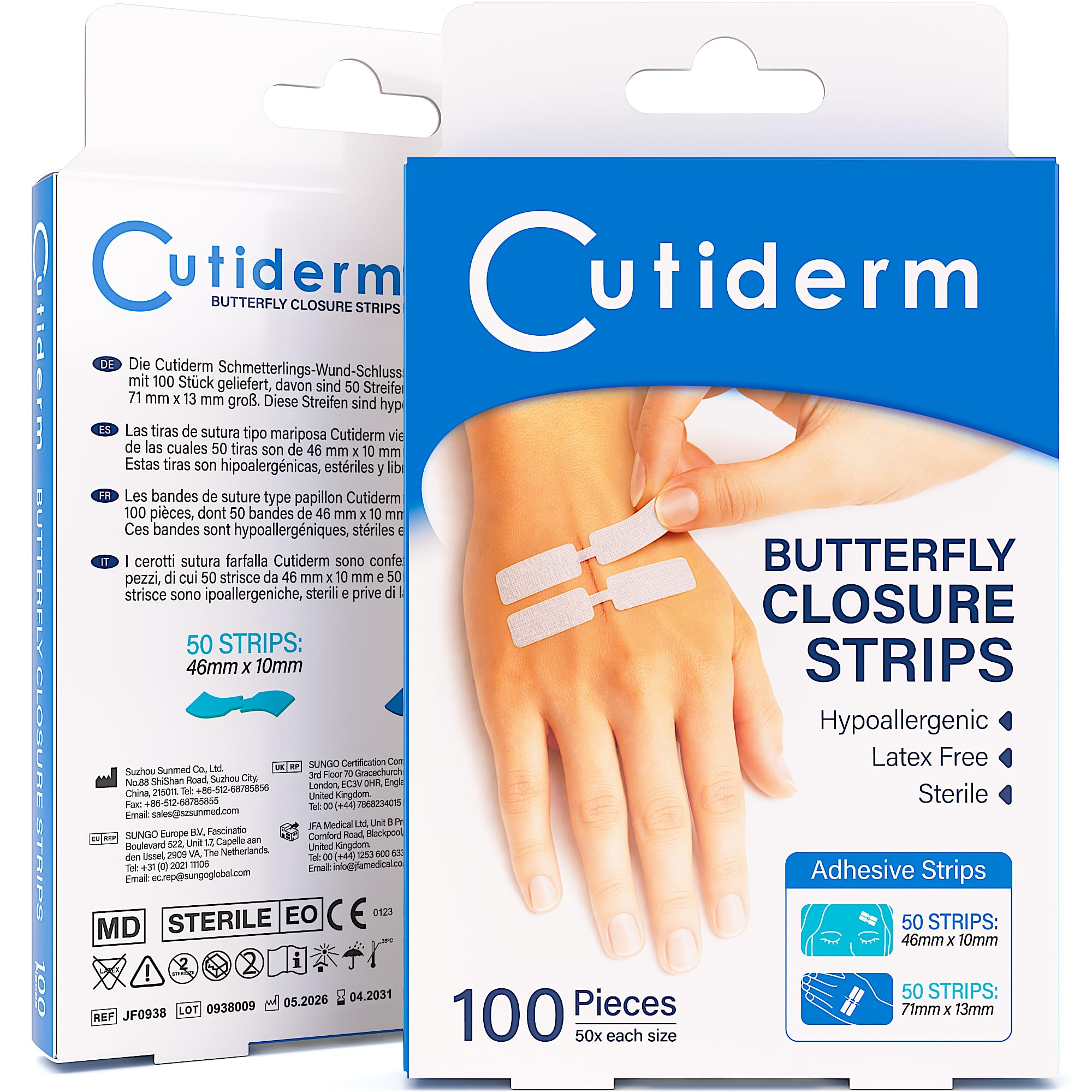Cutiderm 100er Set Wundnahtstreifen-Strips/Klammerpflaster Nahtmaterial Wundverschluss-Streifen (Packung mit 6)