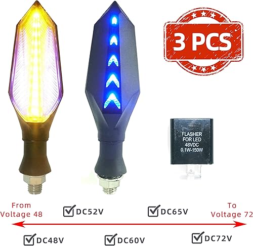 Miniatura 2 de Luces LED direccionales universales delanteras y traseras para motocicleta, CC 48 V, 52 V, 60 V, 72 V, intermitentes, luces intermitentes, bombillas