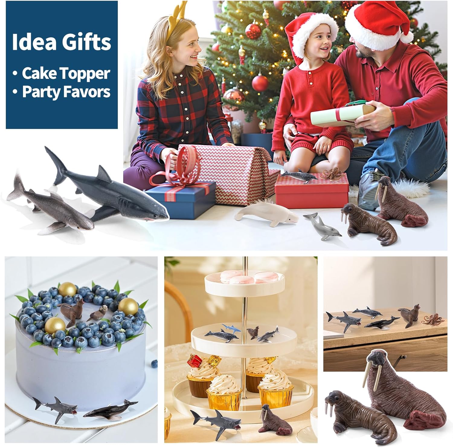 36PCS Sea Animal Toys with Shark, Whale, Octopus & Other Ocean Animal FigurinesToys for Kids, Ocean Theme Cake Toppers Party Favors Birthday Gift for Boys Girls