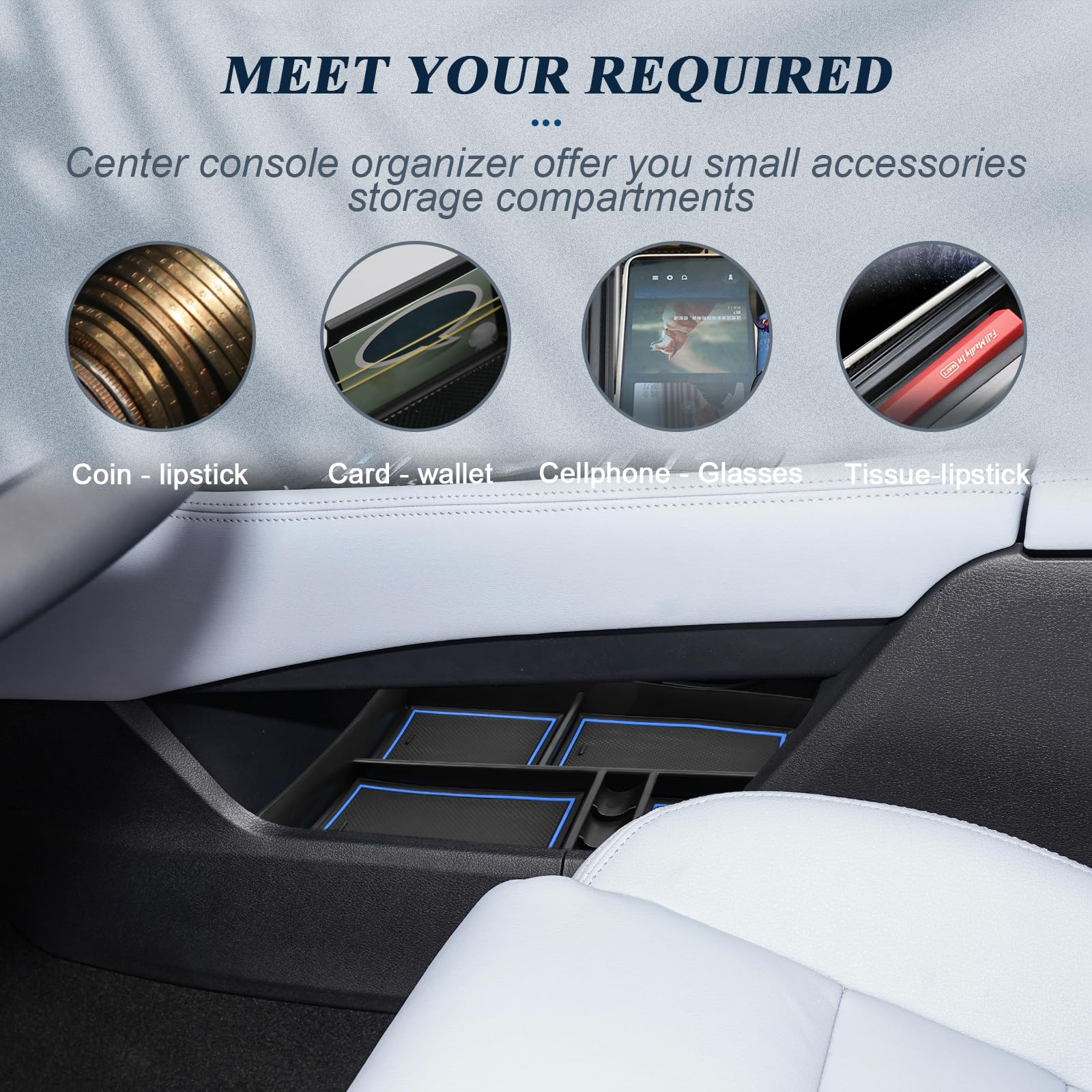 BIBIBO Organizer per console centrale, compatibile con Nissan X-Trail T33 2022-2025, contenitore per braccioli, organizer per console per braccioli, accessori per braccioli, con tappetino antiscivolo