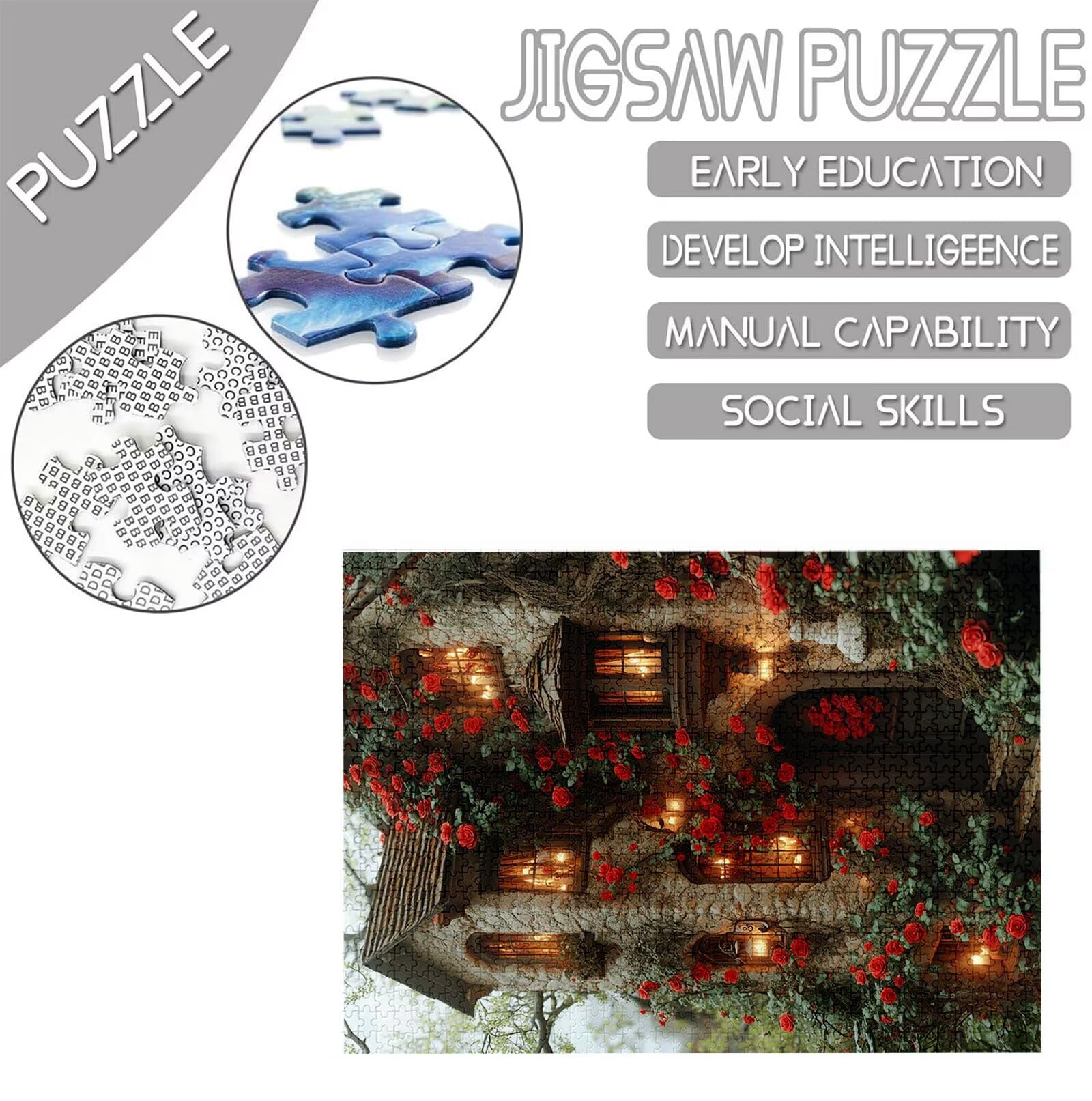 Rose Puzzle 2000 Teile Erwachsene, Kabine Puzzle Design für Erwachsene Anfänger, DIY HD Farbepuzzel Poster Design mit Geschenkbox Verpackung for Zimmer Deko Wohnzimmer, Geschenke für Frauen, Model810